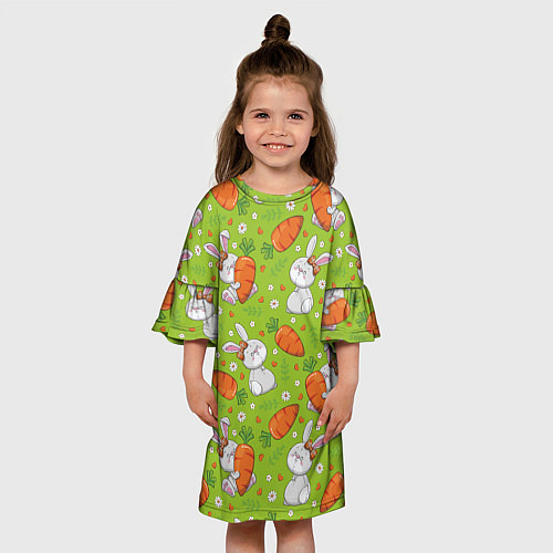 Детское платье Летние зайчики / 3D-принт – фото 3