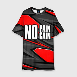 Платье клеш для девочки No pain no gain - красный, цвет: 3D-принт