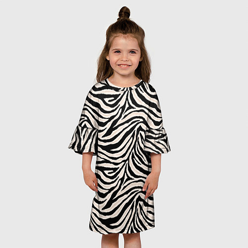 Детское платье Полосатая шкура зебры, белого тигра / 3D-принт – фото 3