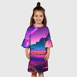 Платье клеш для девочки Лиловая планета, цвет: 3D-принт — фото 2