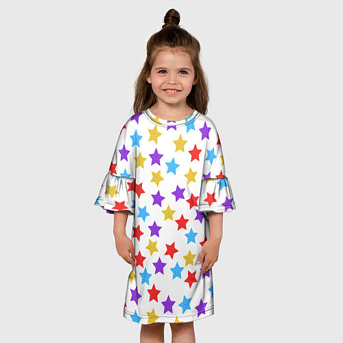 Детское платье Разноцветные звезды / 3D-принт – фото 3