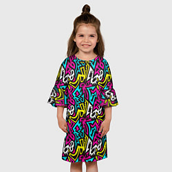 Платье клеш для девочки Цветные зигзаги Colored zigzags, цвет: 3D-принт — фото 2