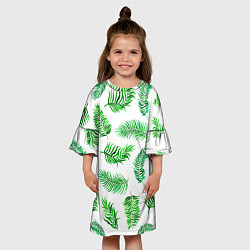 Платье клеш для девочки Лесной папоротник нарисованный акварелью, цвет: 3D-принт — фото 2
