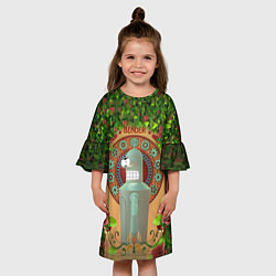 Платье клеш для девочки Futurama: Бендер в стиле ар-нуво, цвет: 3D-принт — фото 2