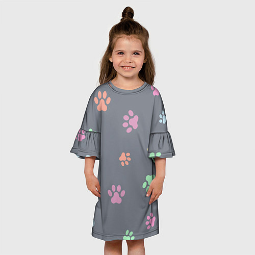 Детское платье Цветные лапки / 3D-принт – фото 3
