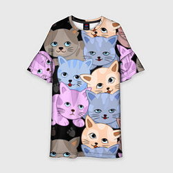 Платье клеш для девочки Cats party, цвет: 3D-принт