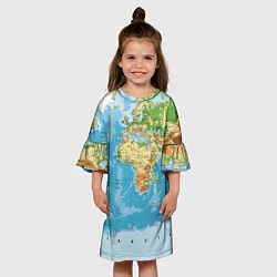 Платье клеш для девочки Атлас мира, цвет: 3D-принт — фото 2