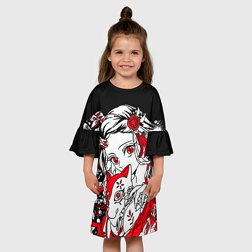 Детское платье Клинок рассекающий демонов - незуко комадо / 3D-принт – фото 3