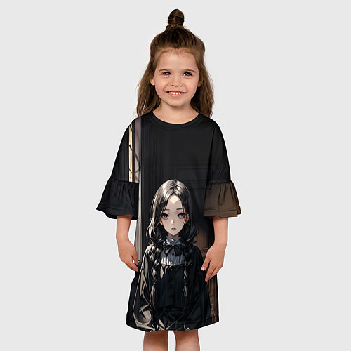 Детское платье Готическая девушка в темной комнате / 3D-принт – фото 3