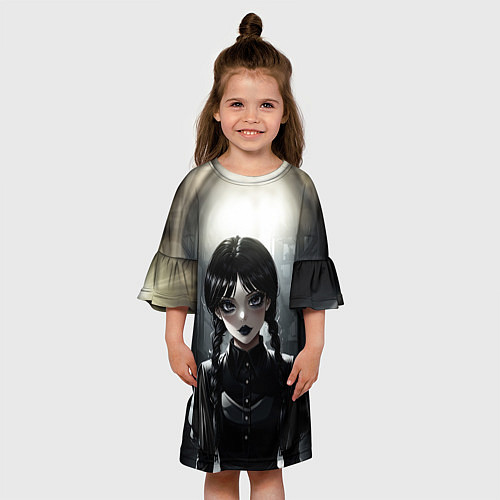 Детское платье Аниме готическая девушка в темной комнате / 3D-принт – фото 3