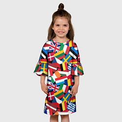 Платье клеш для девочки Флаги стран Европейского Союза, цвет: 3D-принт — фото 2