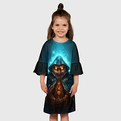 Платье клеш для девочки Сова в колдовской мантии, цвет: 3D-принт — фото 2