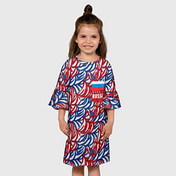 Платье клеш для девочки Флаг России и узоры, цвет: 3D-принт — фото 2