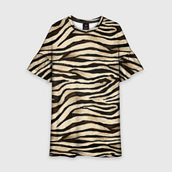 Платье клеш для девочки Шкура зебры и белого тигра, цвет: 3D-принт
