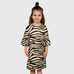 Платье клеш для девочки Шкура зебры и белого тигра, цвет: 3D-принт — фото 2