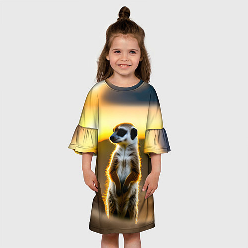 Детское платье Сурикат на фоне рассвета / 3D-принт – фото 3