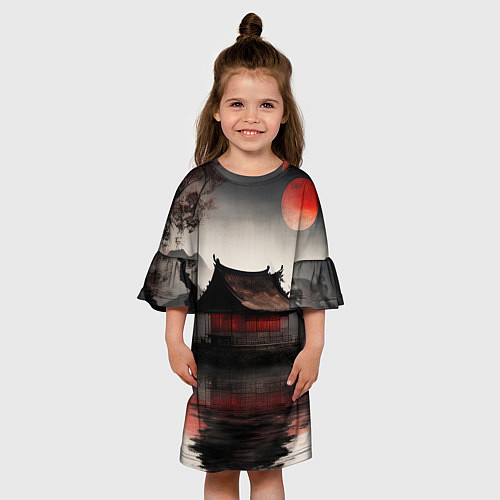 Детское платье Домик на озере / 3D-принт – фото 3