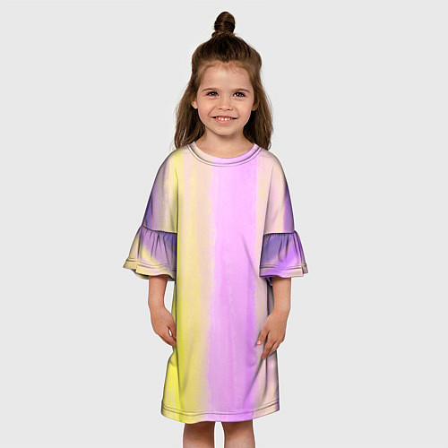 Детское платье Акварельный градиент желто- розовый / 3D-принт – фото 3