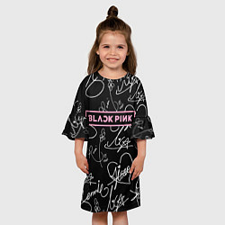 Платье клеш для девочки Blackpink - автографы, цвет: 3D-принт — фото 2