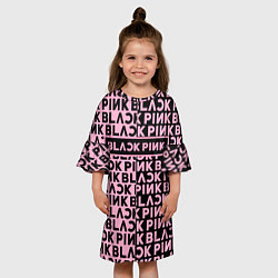 Платье клеш для девочки Blackpink - pink text, цвет: 3D-принт — фото 2