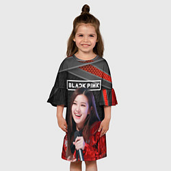 Платье клеш для девочки Rose Blackpink black red, цвет: 3D-принт — фото 2