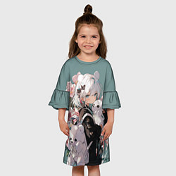 Платье клеш для девочки Нежная девочка аниме с ушками, цвет: 3D-принт — фото 2
