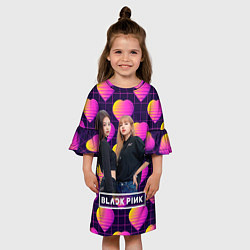 Платье клеш для девочки Блэкпинк сердечки, цвет: 3D-принт — фото 2