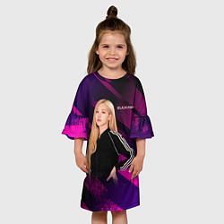 Платье клеш для девочки Роза блэкпинк фиолетовый, цвет: 3D-принт — фото 2