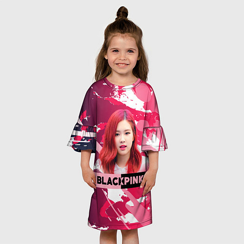 Детское платье Роза розовый камуфляж / 3D-принт – фото 3