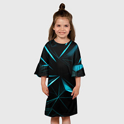 Платье клеш для девочки Light blue hexagon, цвет: 3D-принт — фото 2