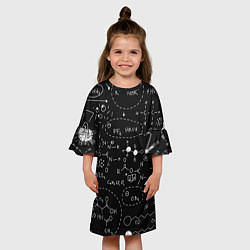 Платье клеш для девочки Химические формулы на чёрном, цвет: 3D-принт — фото 2