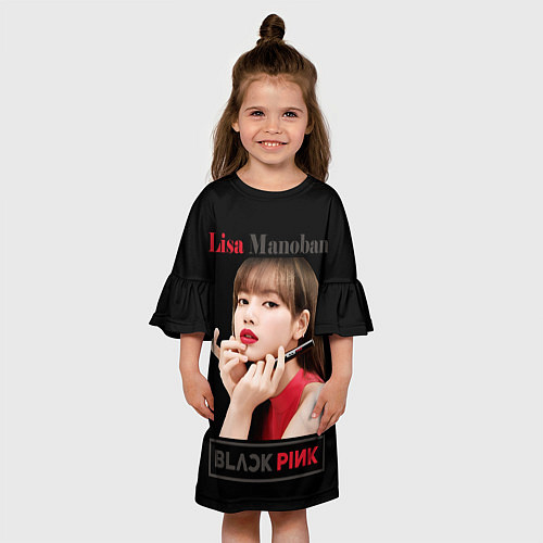 Детское платье Blackpink Lisa paints lips / 3D-принт – фото 3