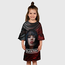 Платье клеш для девочки Blackpink red and black, цвет: 3D-принт — фото 2