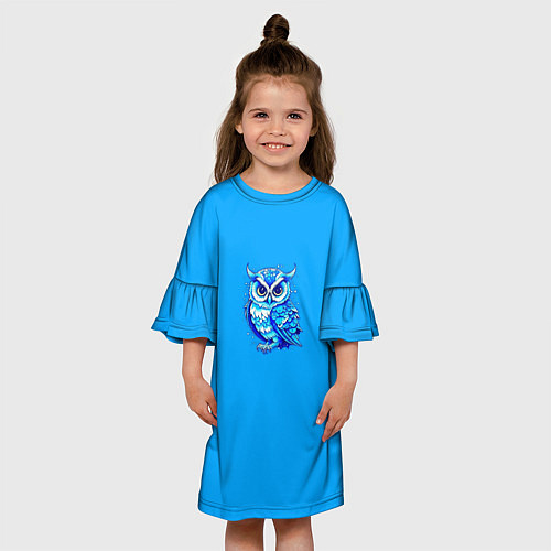 Детское платье Мультяшная сова голубой / 3D-принт – фото 3