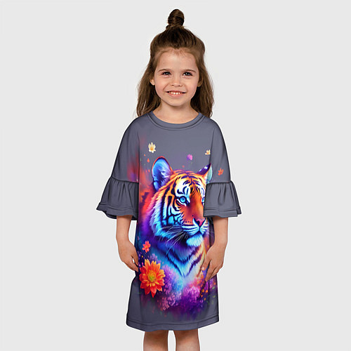 Детское платье Тигр и краски - нейросеть / 3D-принт – фото 3