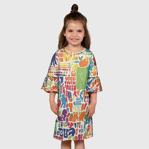Детское платье Красочные каракули / 3D-принт – фото 3