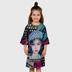 Платье клеш для девочки Jennie Blackpink, цвет: 3D-принт — фото 2