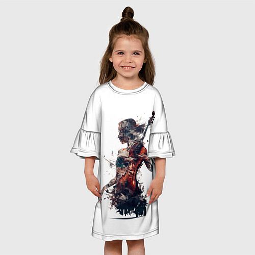 Детское платье Девушка со скрипкой абстракция / 3D-принт – фото 3