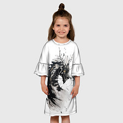 Платье клеш для девочки Дракон тату краска, цвет: 3D-принт — фото 2