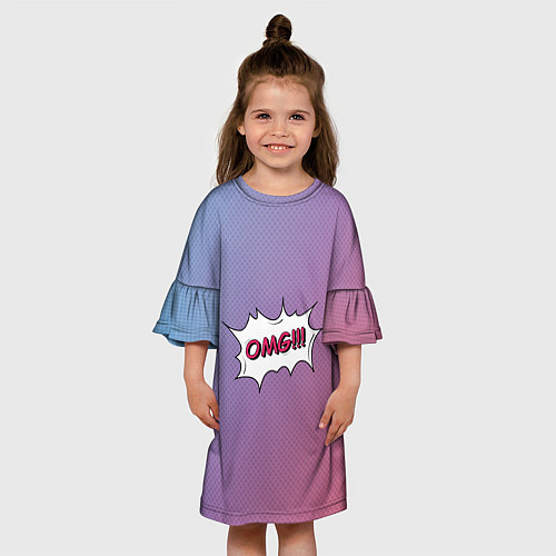 Детское платье OMG на градиенте сиреневом / 3D-принт – фото 3