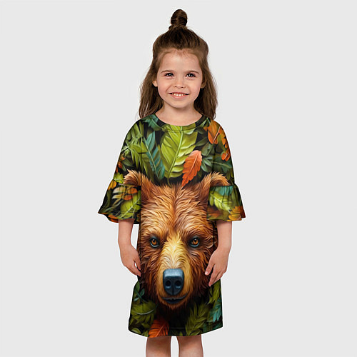Детское платье Медведь в листьях / 3D-принт – фото 3
