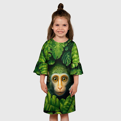Детское платье Маленькая обезьянка в листьях / 3D-принт – фото 3