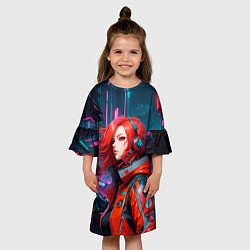 Платье клеш для девочки Загадочная девушка, цвет: 3D-принт — фото 2
