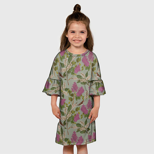 Детское платье Мухоловки и сирень / 3D-принт – фото 3