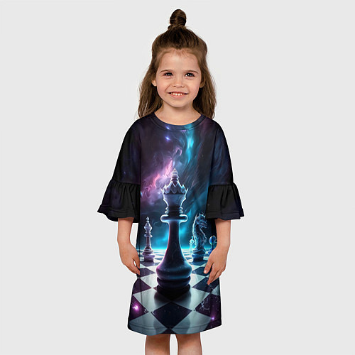 Детское платье Космические шахматы / 3D-принт – фото 3
