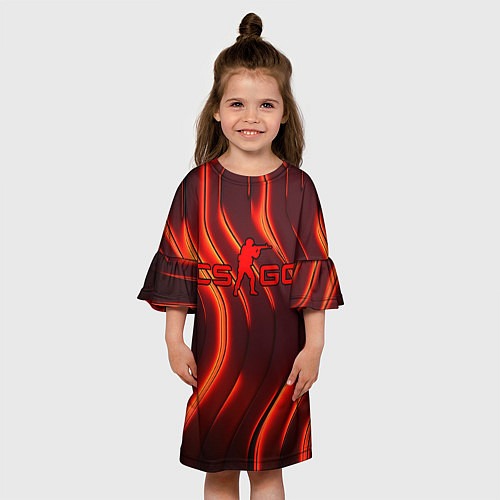 Детское платье CS GO red neon / 3D-принт – фото 3