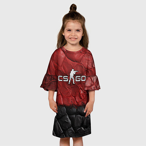 Детское платье CS GO red black texture / 3D-принт – фото 3