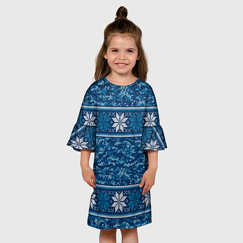 Детское платье Камуфляжный свитер - алатырь / 3D-принт – фото 3