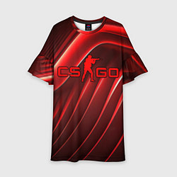 Платье клеш для девочки CS GO red abstract, цвет: 3D-принт