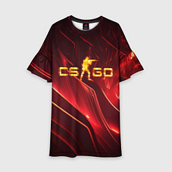 Платье клеш для девочки CS GO fire logo, цвет: 3D-принт